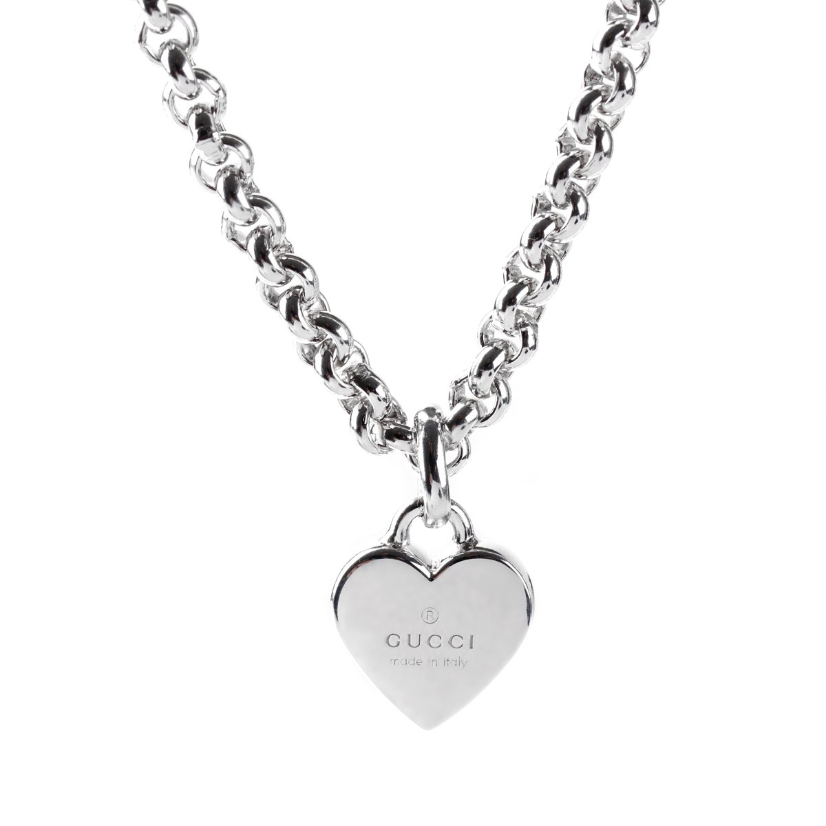 Gucci Chain Link Heart Silver Necklace