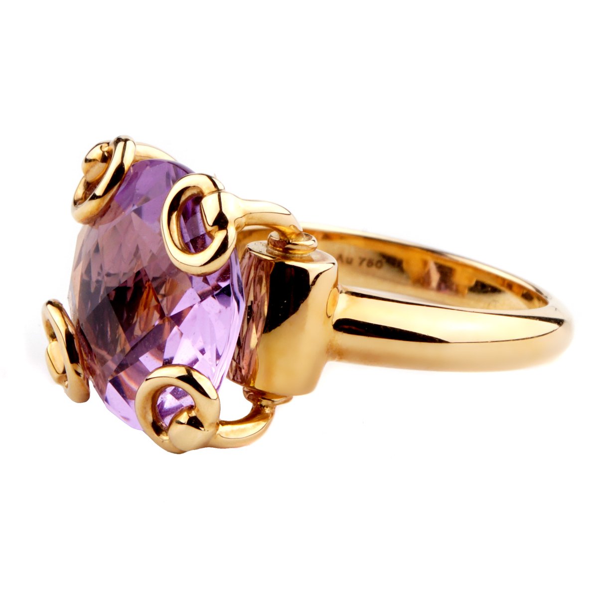 Gucci Horsebit Amethyst Gold Ring