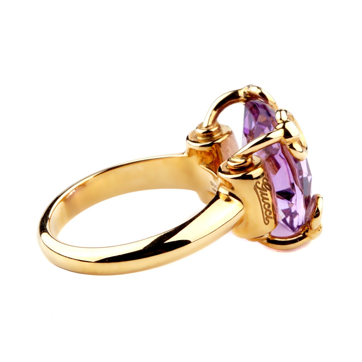 Gucci Horsebit Amethyst Gold Ring