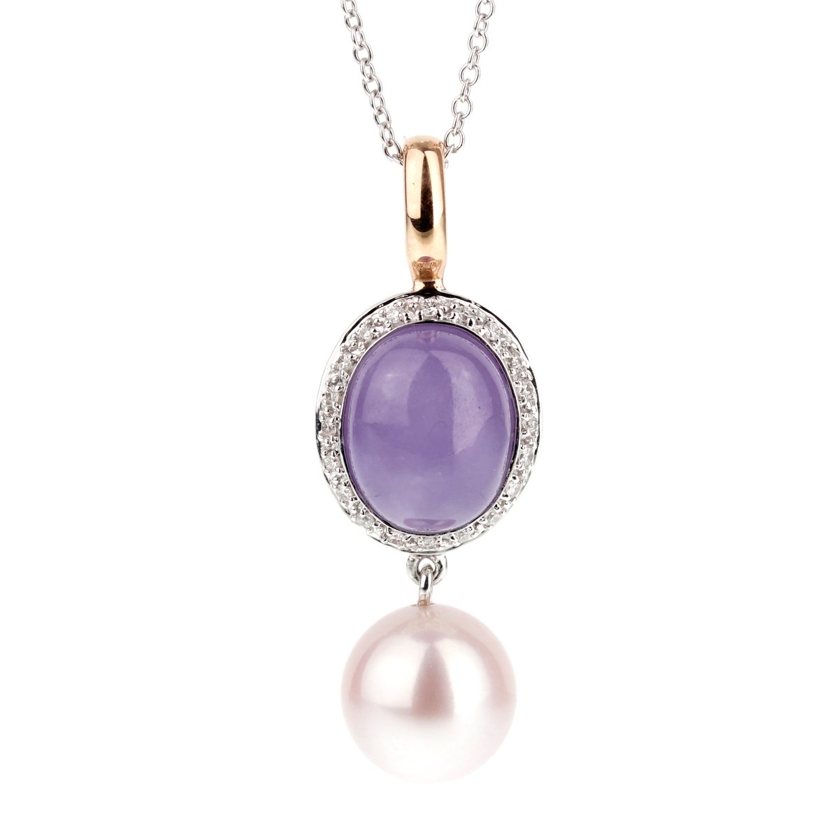 Mimi Milano Lavender Jade Pearl Diamond Necklace