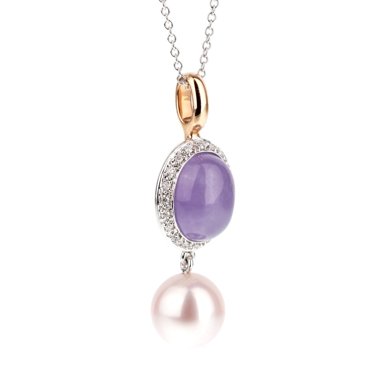 Mimi Milano Lavender Jade Pearl Diamond Necklace