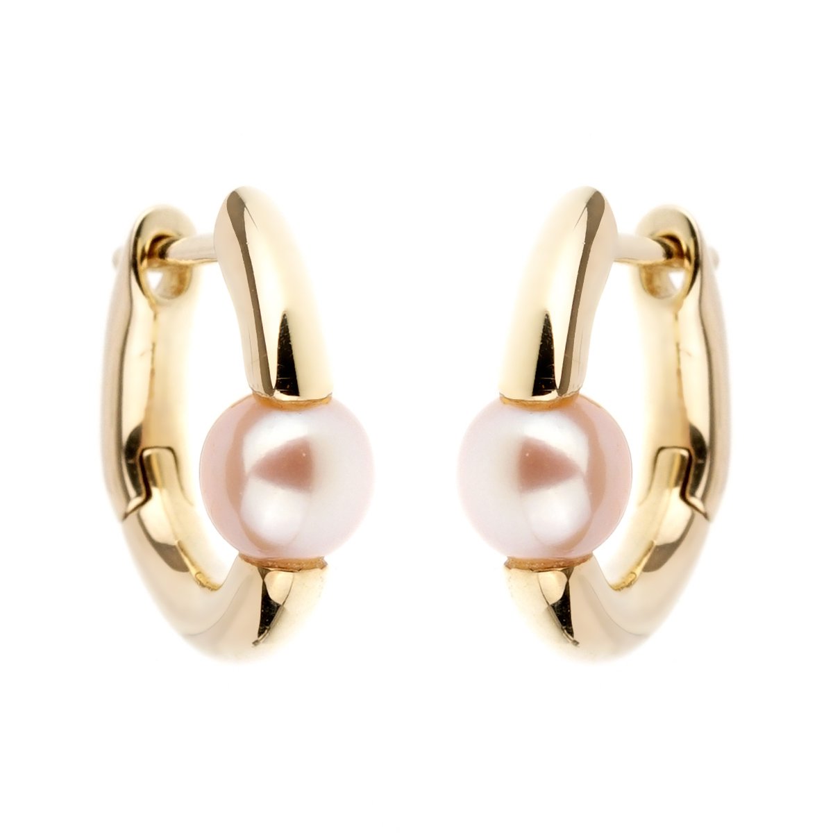 Mimi Milano Pearl Gold Hoop Earrings