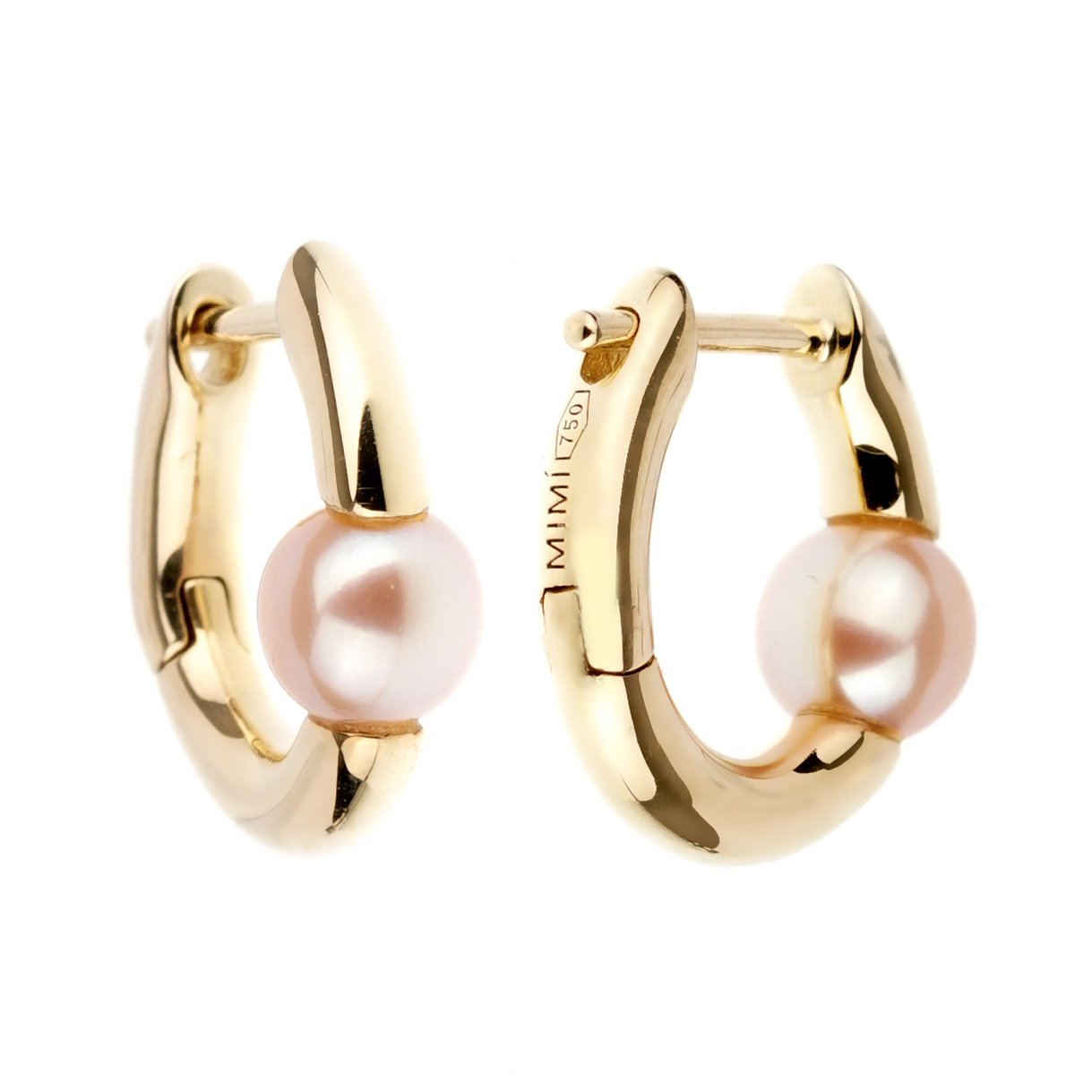Mimi Milano Pearl Gold Hoop Earrings