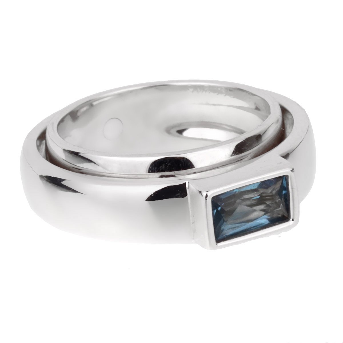 Piaget Possession Blue Topaz White Gold Ring Sz 6 1/4