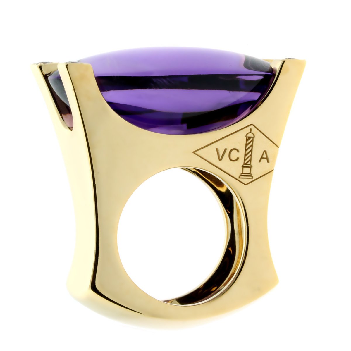 Van Cleef and Arpels Diamond Amethyst Gold Ring