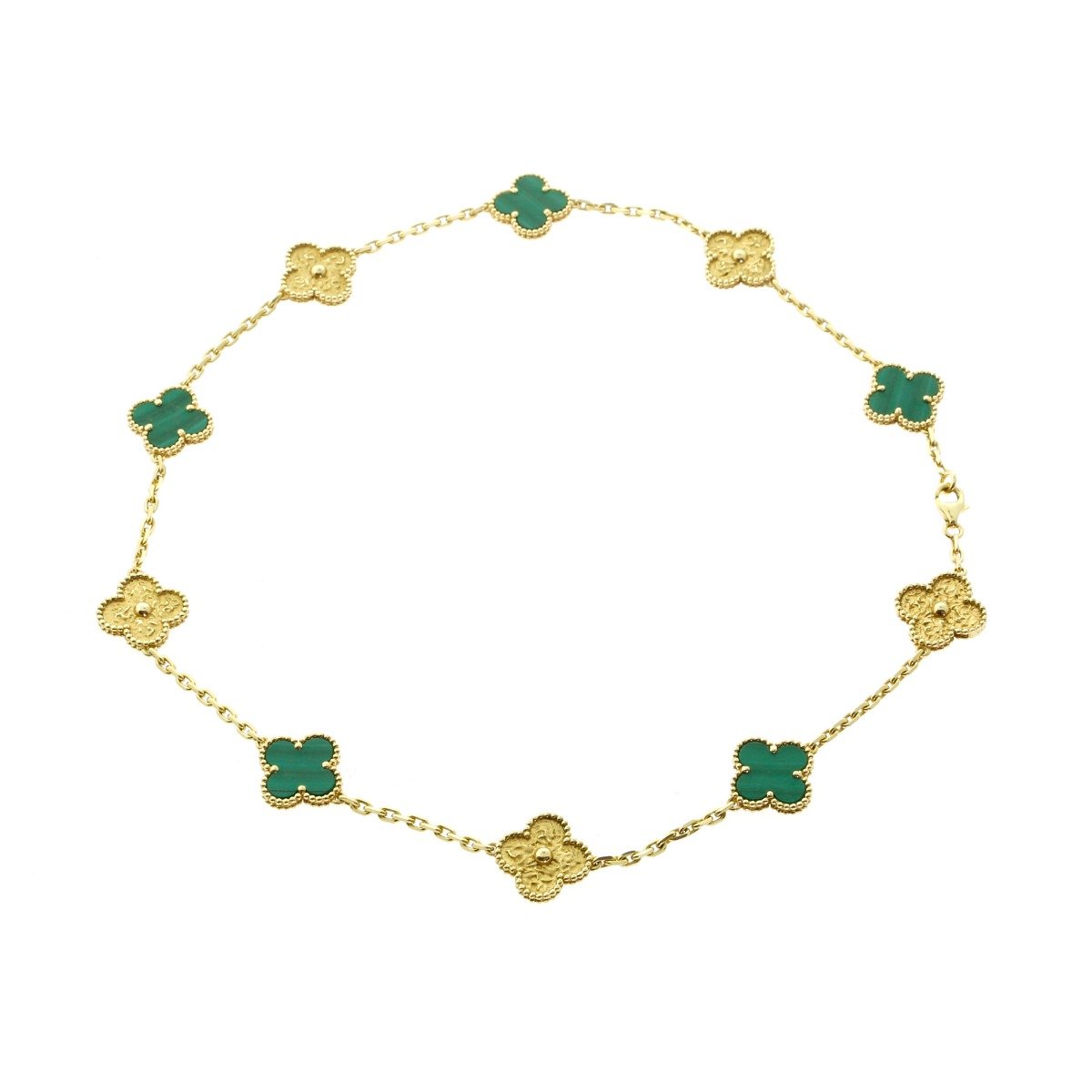 Van Cleef Arpels Limited Edition Malachite Vintage Alhambra Necklace