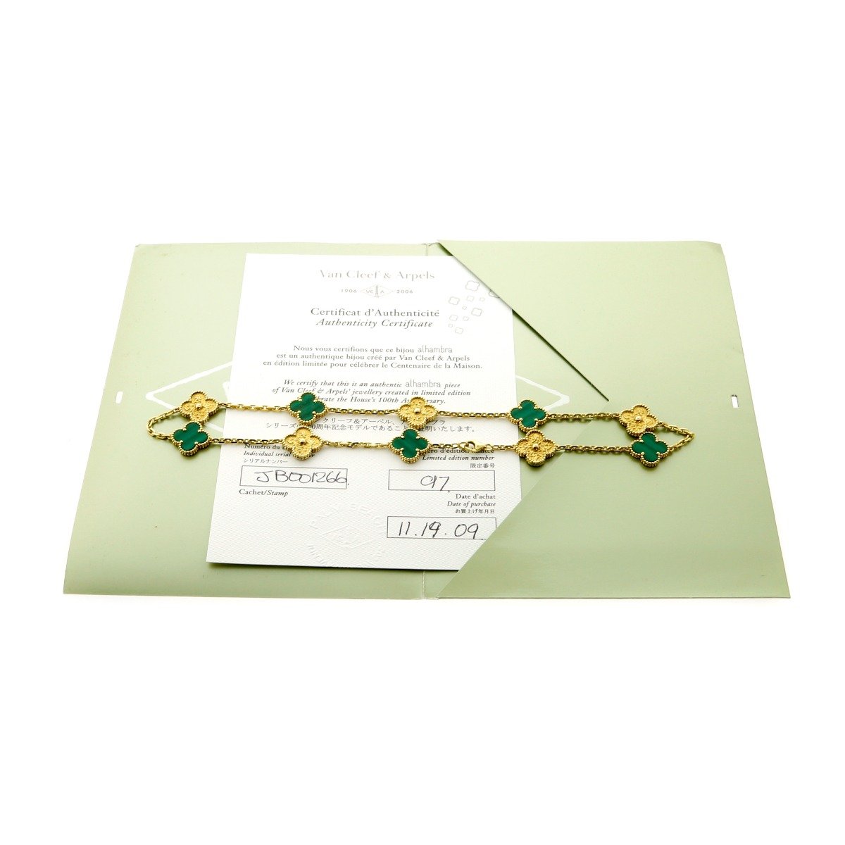 Van Cleef Arpels Limited Edition Malachite Vintage Alhambra Necklace