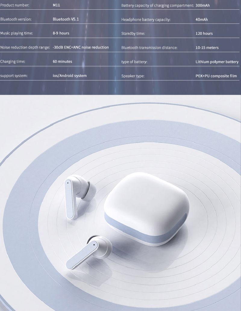 ST healthy life wireless noise cancellation tws earbuds