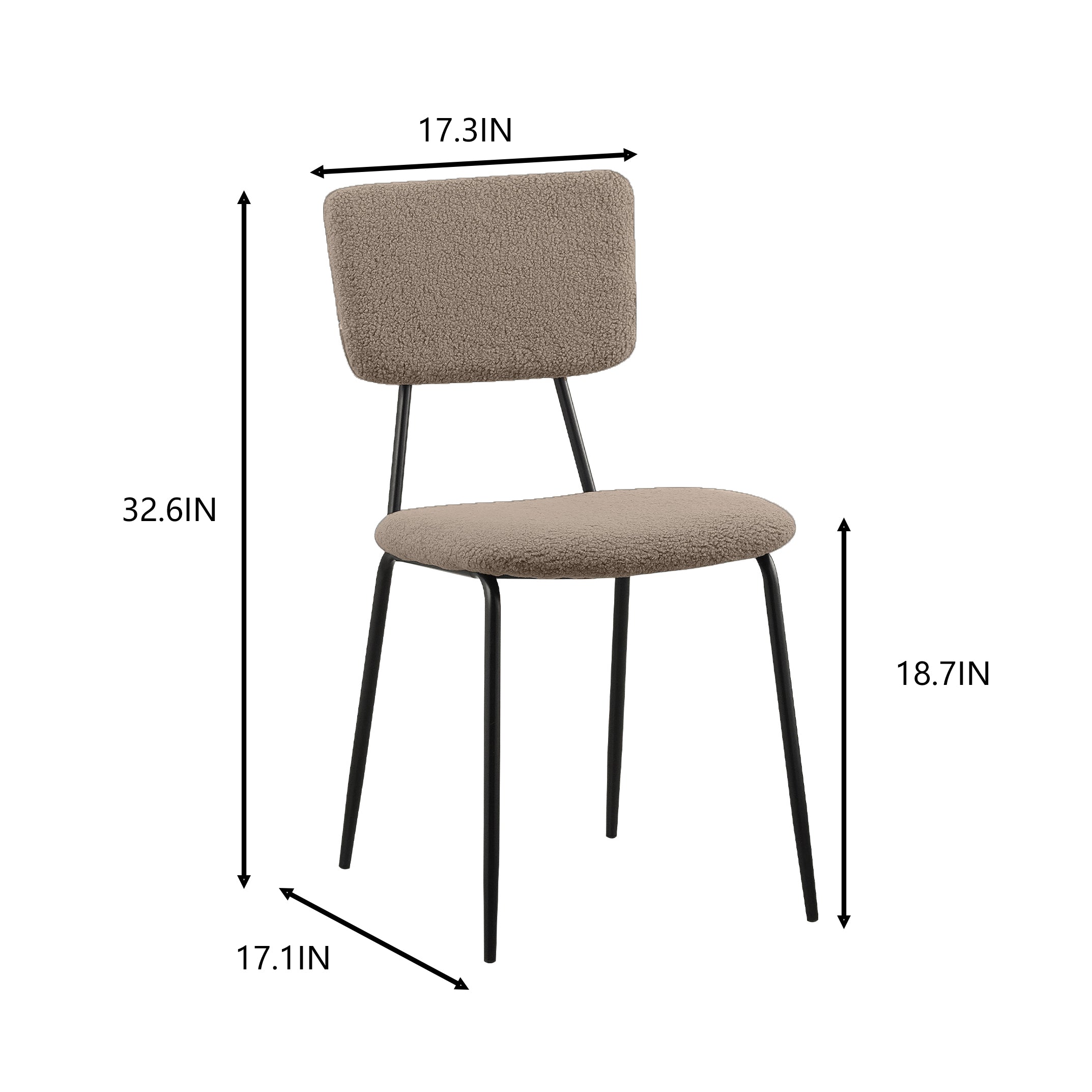SogesPower Dining Chairs Set of 2, Modern Chairs with Faux Plush Upholstered Back and Chrome Legs, (2 Brown Chairs)