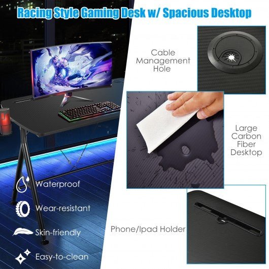 Y-shaped Gaming Desk with Phone Slot and Cup Holder