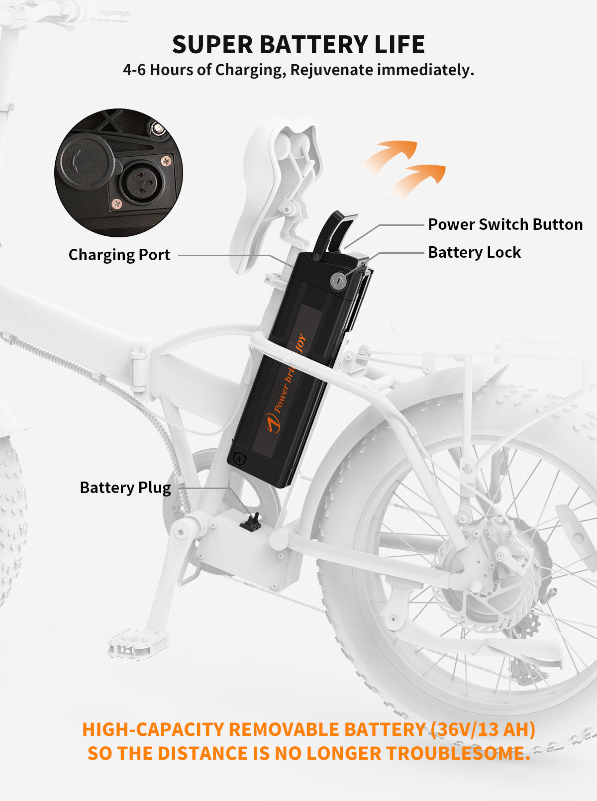 Electric Bike Fat Tire With Removable Lithium Battery for Adults