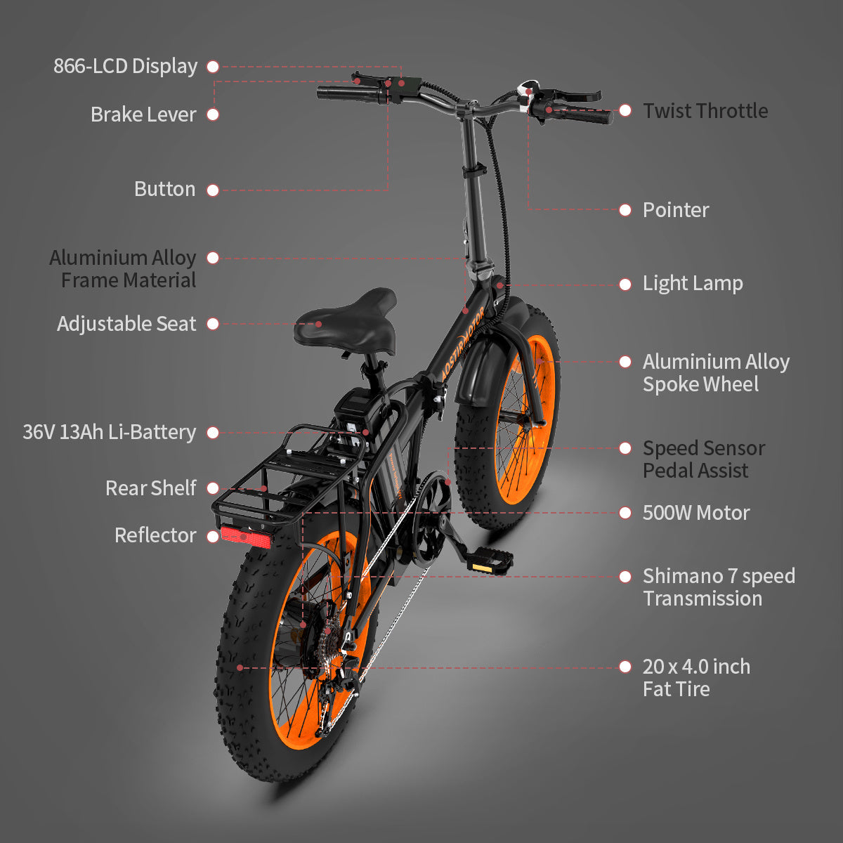 Electric Bike Fat Tire With Removable Lithium Battery for Adults