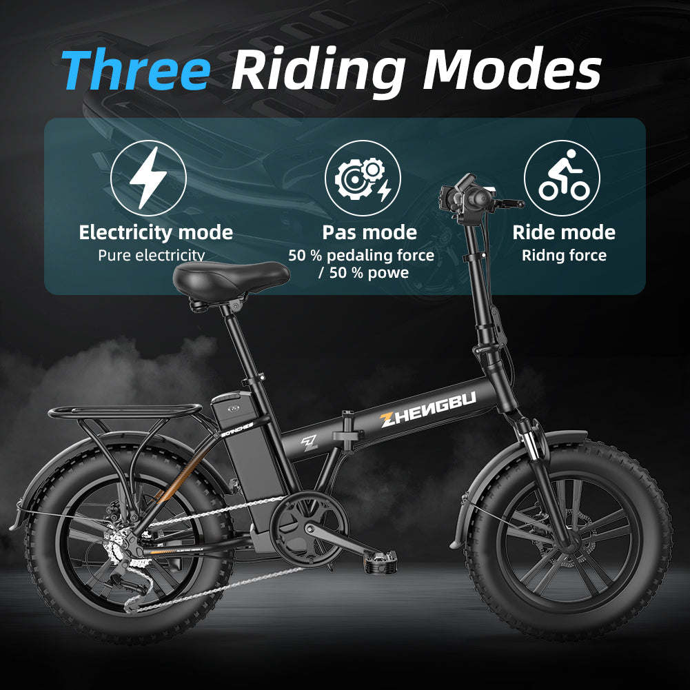 ZHENGBU EUY F6 20 Inch Shimano 7 Speed Folding E Bike Fat Tire