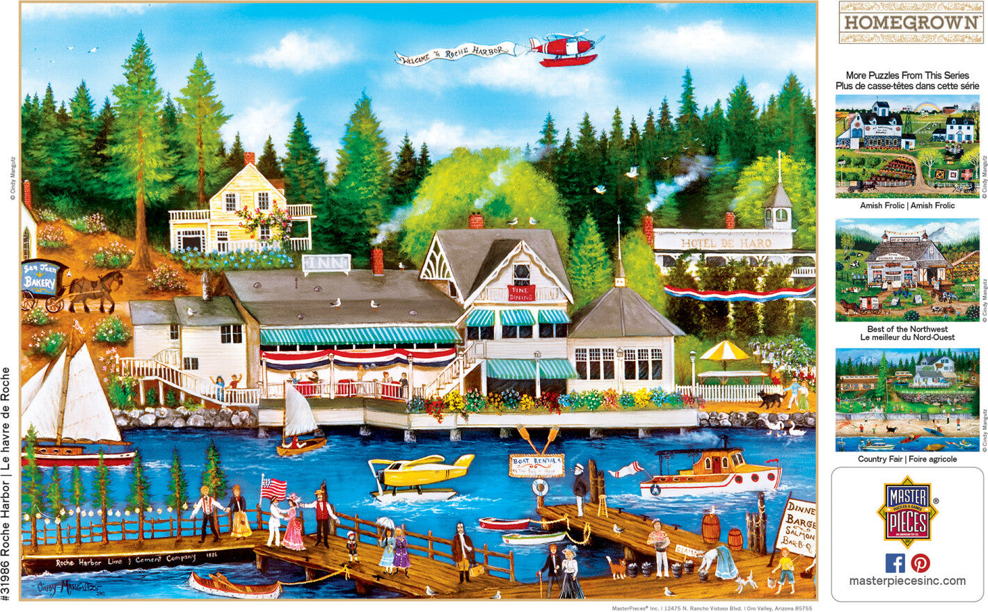 Homegrown Roche Harbor - 750 Piece Linen Jigsaw Puzzle By Cindy Mangutz