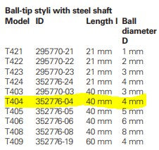 Ball-Tip Styli with Steel Shaft