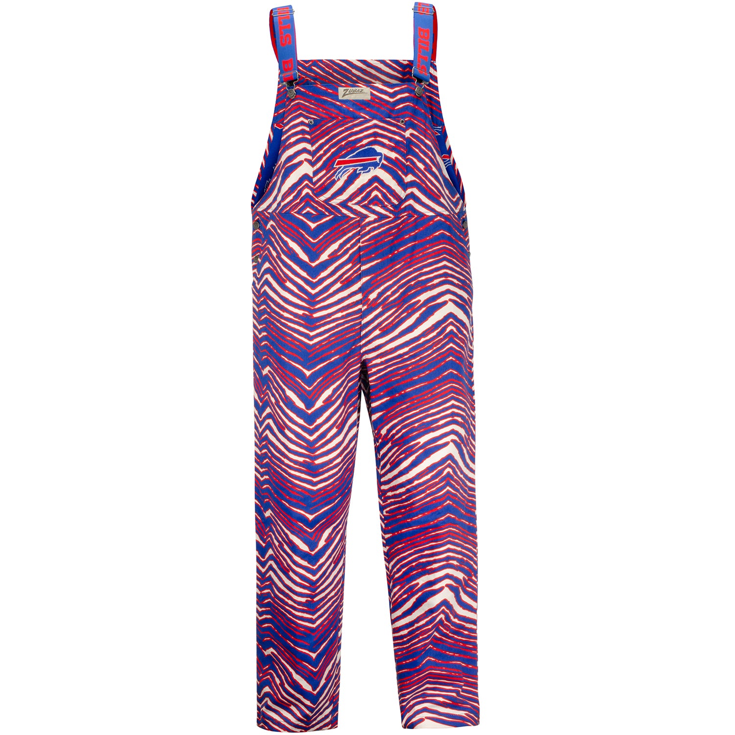 Zubaz Bills Lined Zebra Striped Bib Overalls