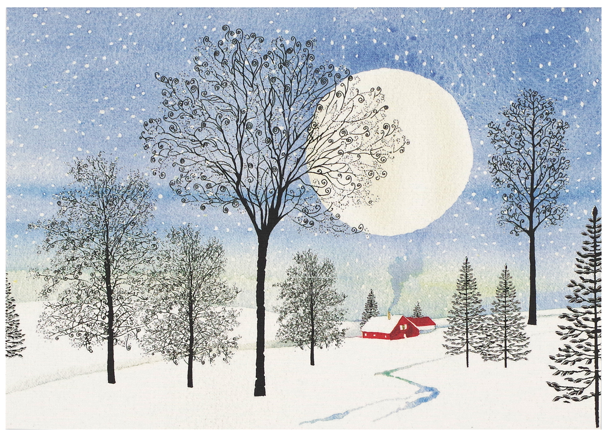 Moonlit Cottage Deluxe Boxed Holiday Cards