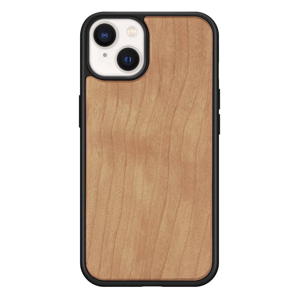Natural Real Wood iPhone 13 Case Shockproof Protective Back Cover