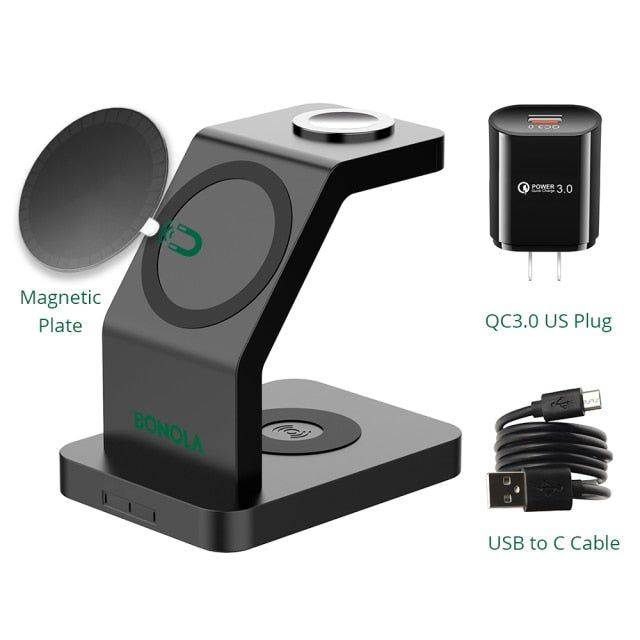 Smartphone fast charging, magnetic holder 3 in 1 wireless charging