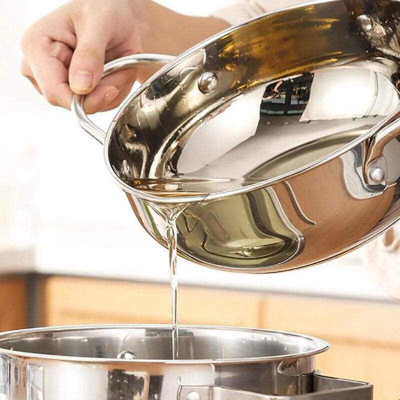 Stainless Steel Oil Pan Household with Thermometer