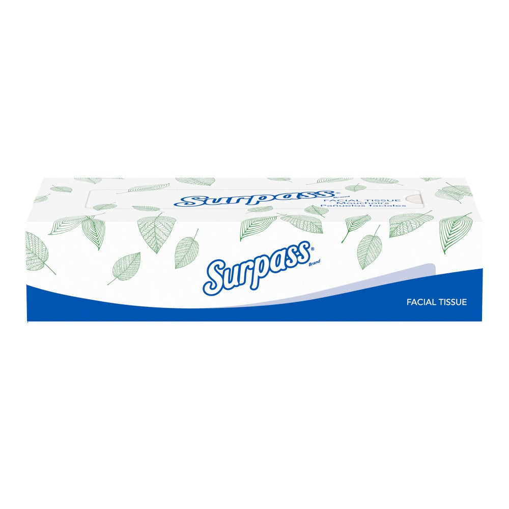 Surpass?? Facial Tissue, 2-Ply, Flat Box, White, 30 Boxes/Case, 100 Tissues/Box