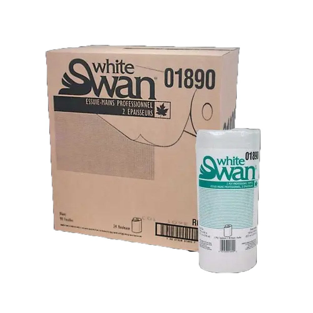White Swan?? Professional Towel, 2-Ply, White, 24 Rolls/Case, 90 Sheets/Roll, Made in Canada