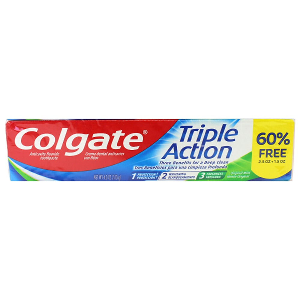 COLGATE Toothpaste 113G Triple Action Whitening Bonus 6/Pack