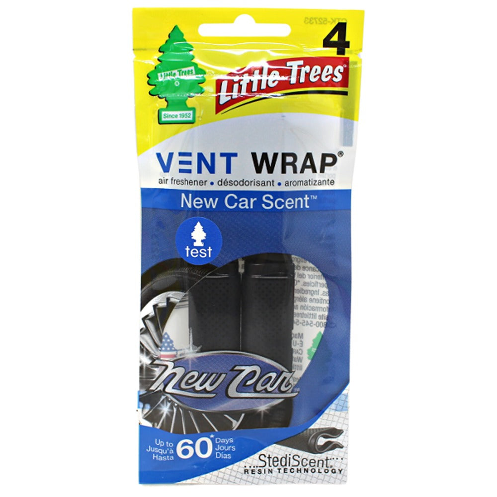 LITTLE TREES Vent Wrap Air Freshener 4 Count New Car Scent 24/Pack