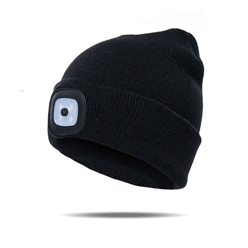 USB Rechargeable LED Light Beanie Hat for Men and Women