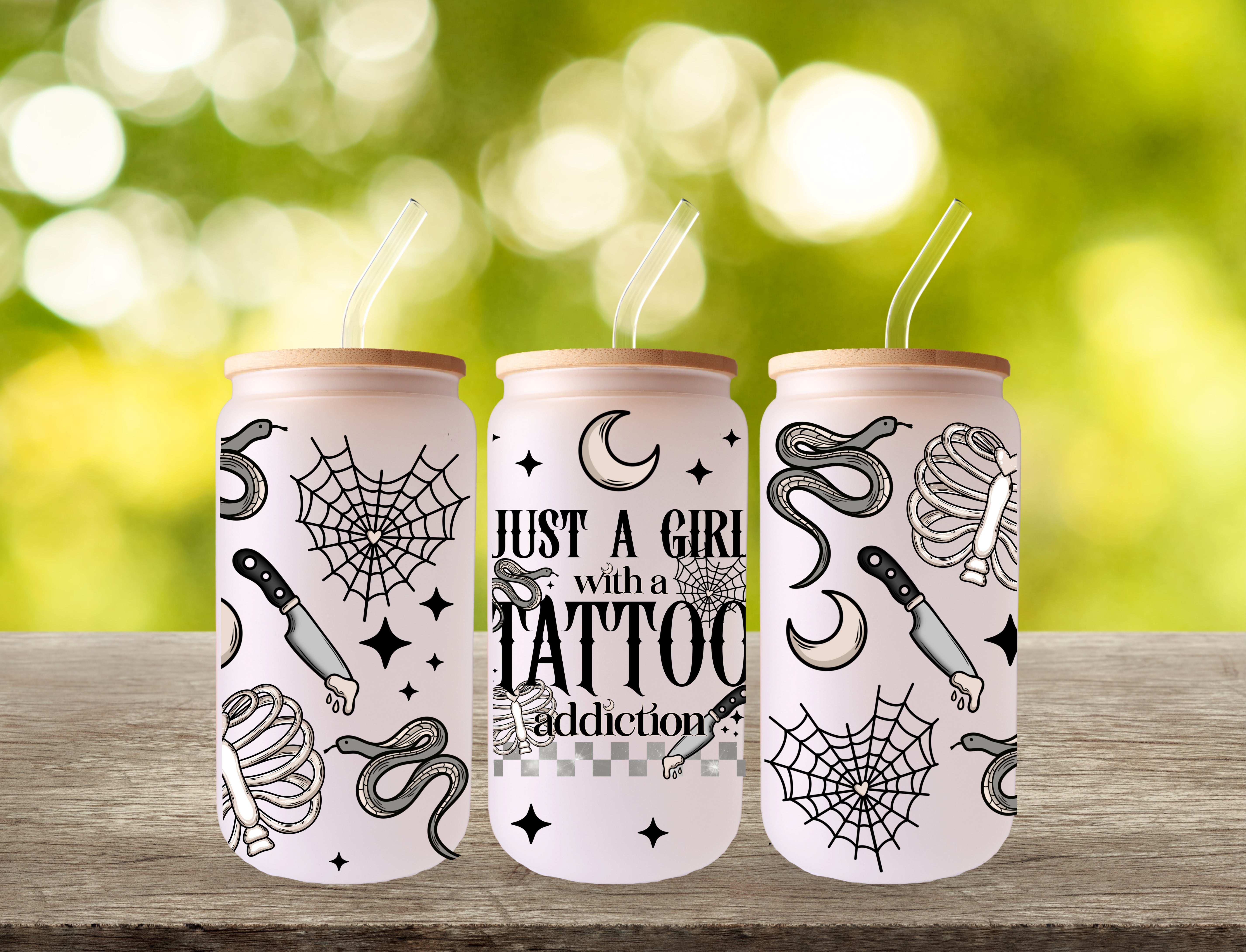 16 oz. Tattoo Addiction Libbey Glass Tumbler