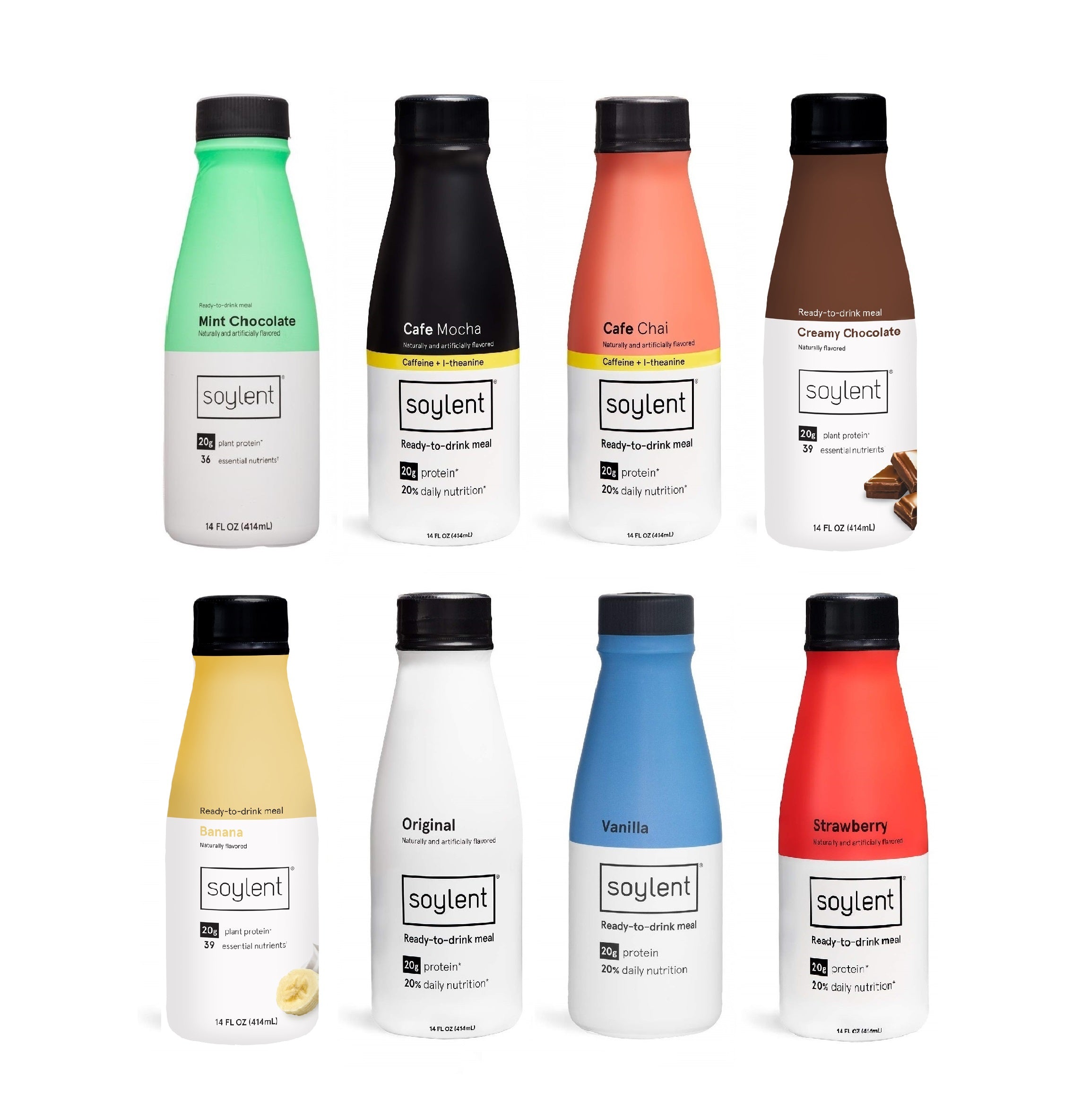 Soylent Meal Replacement Shake 12oz Bottles, Mix & Match Custom Pack of 16