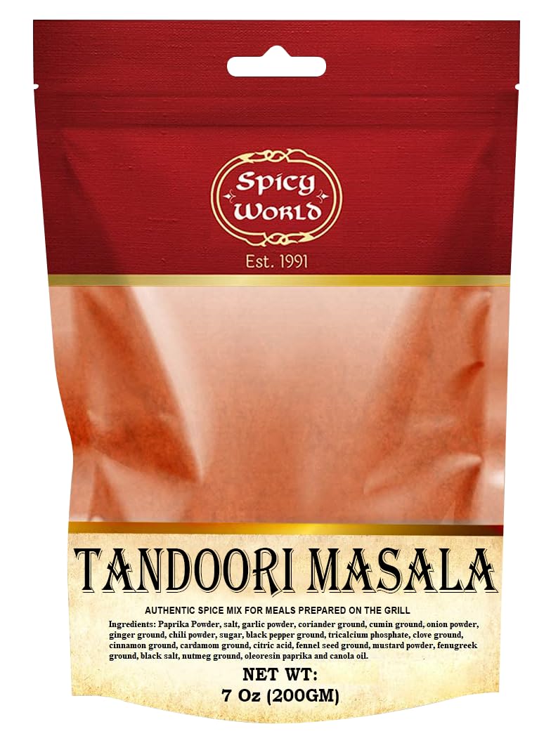 Spicy World Tandoori Masala Spice Mix Seasoning 7 Oz - 18 spice blend - Premium Quality Tandori Masala, Marinade & Grill Spice Blend, Blended Right Here in the USA!