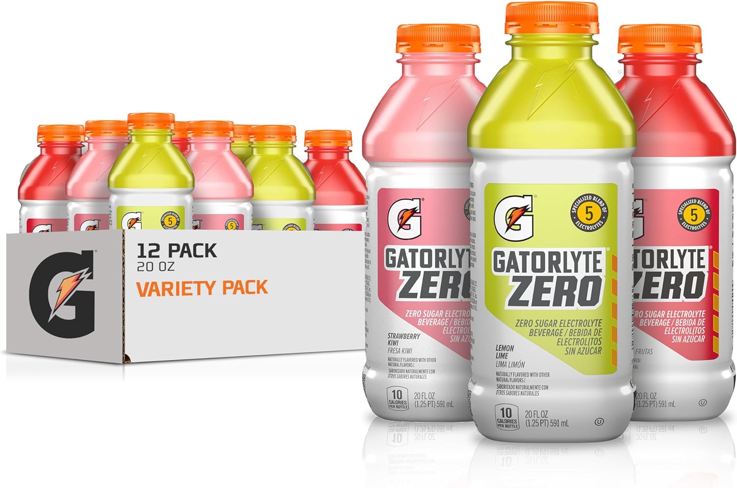 Gatorlyte Zero Variety Pack, Zero Sugar Hydration, 20 Fl Oz (Pack of 12)