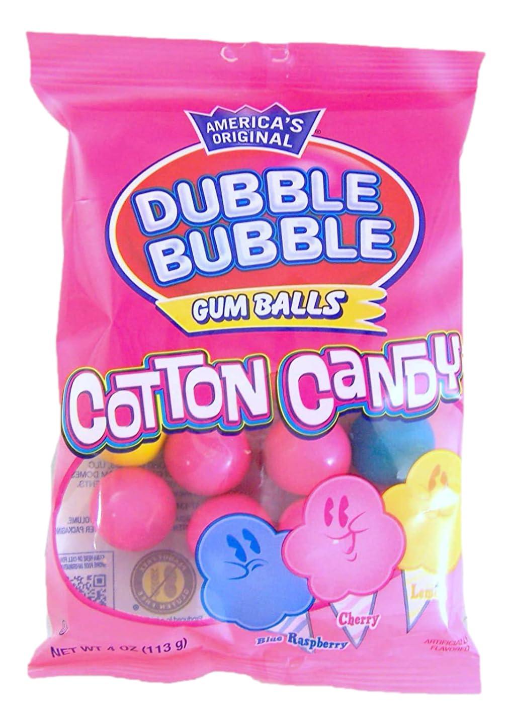 Dubble Bubble Cotton Candy and Fruit Flavored Gum Balls 2 Bags Bundle | Great for Gum ball Machine, Themed Party, Birthday, Halloween, Christmas Holiday Gift | Soko Smiles Pocket Bag Included