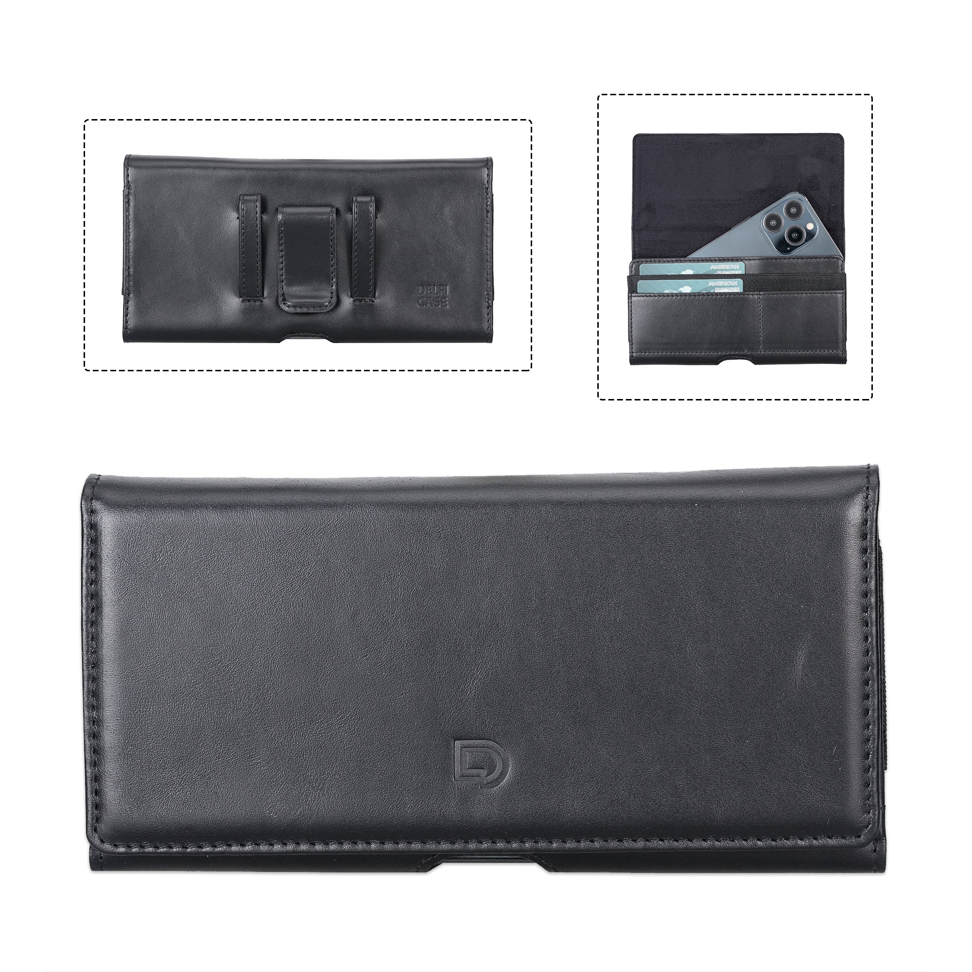 Full Grain Leather Cell Phone Holster with Magnetic Closure Pouch with Belt Clip 6.1