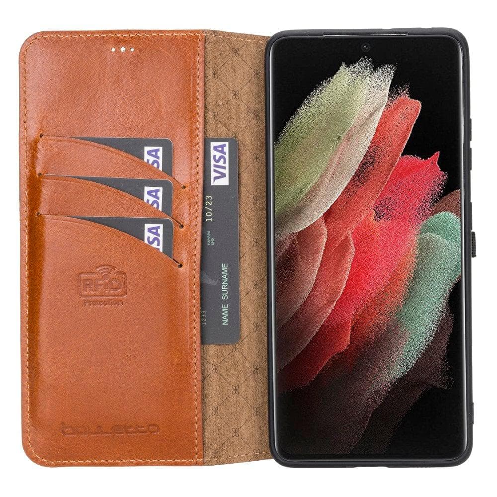 Non-Detachable Leather Wallet Cases for Samsung Galaxy S21 Series