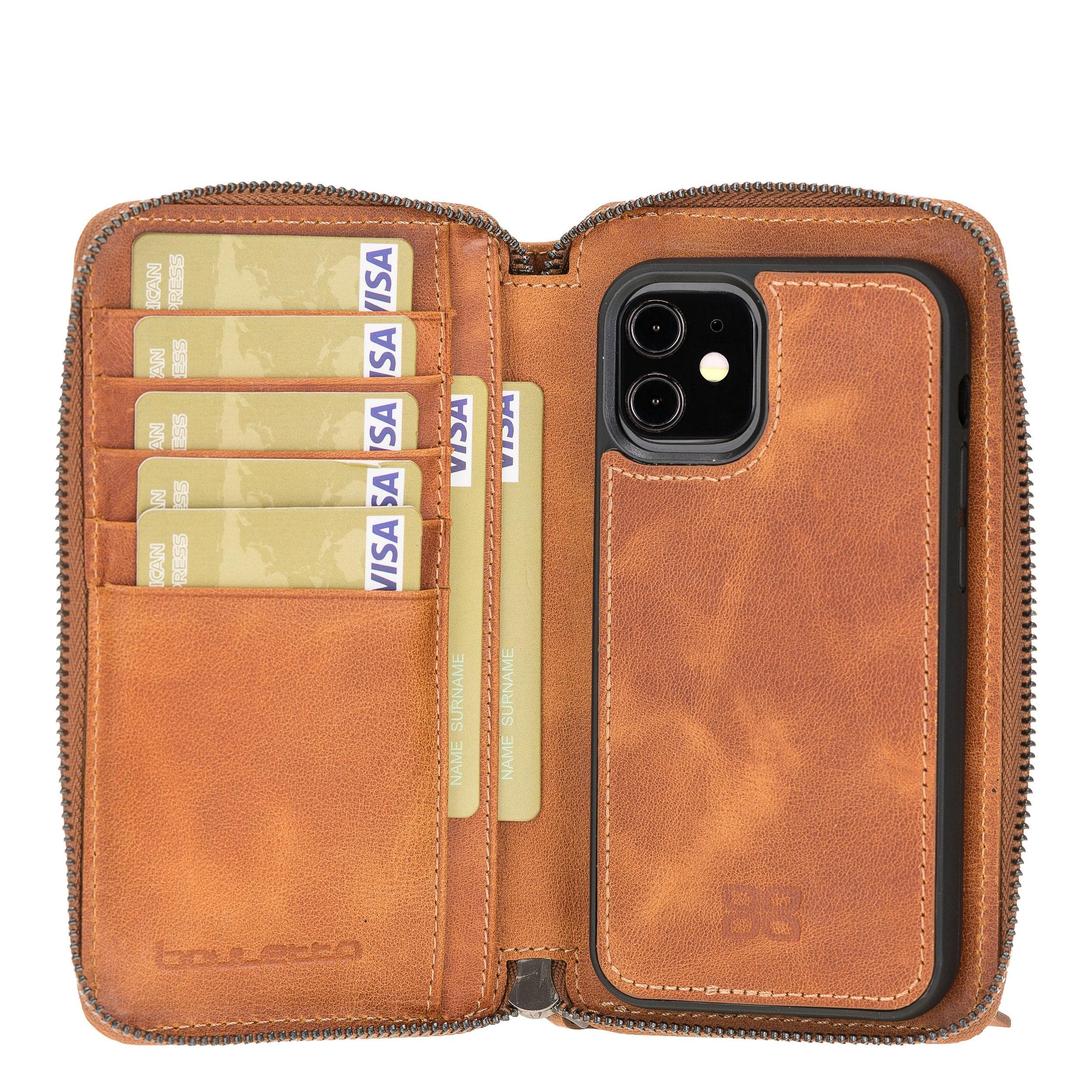 Detachable Leather Zipper Wallet Cases for Apple iPhone 12 Series