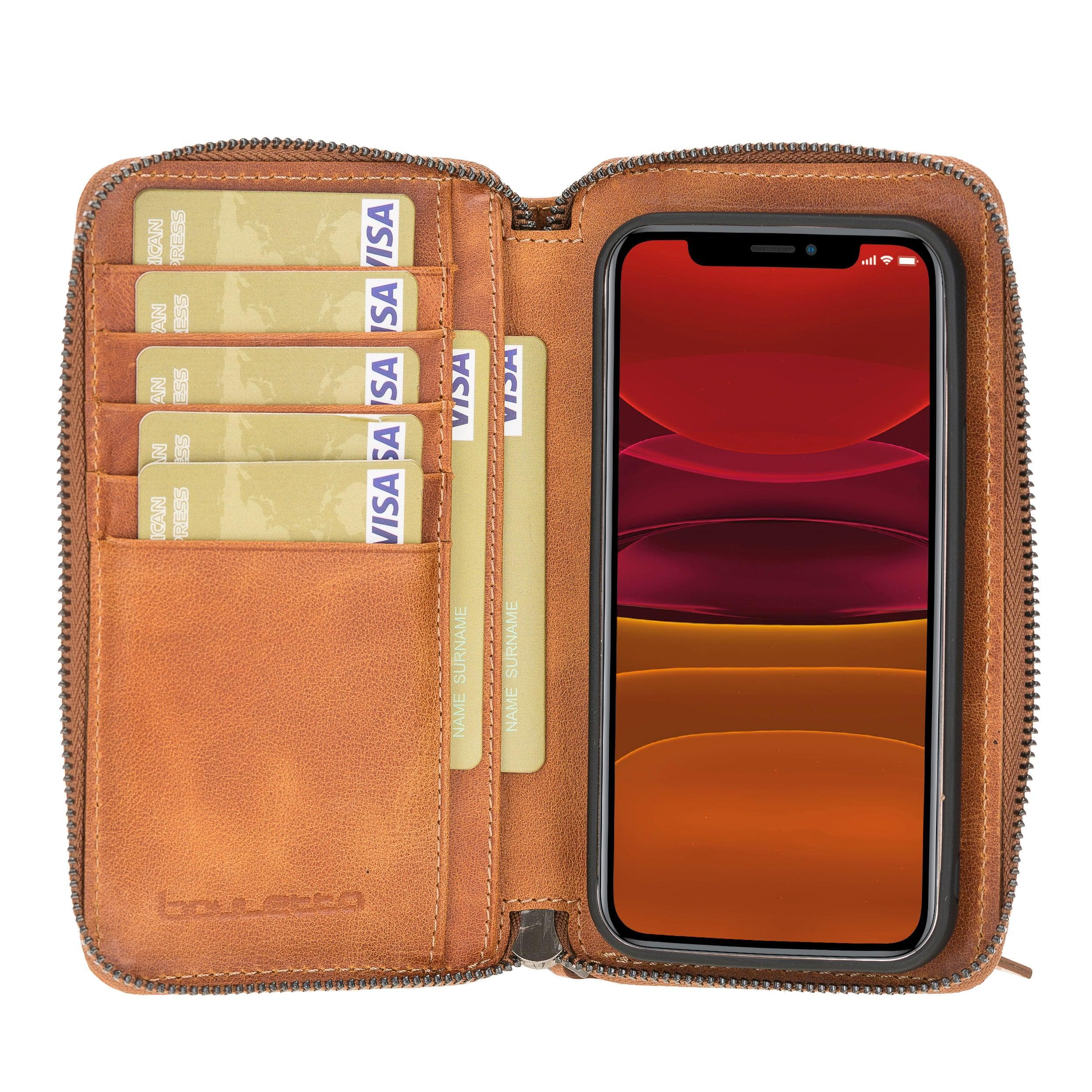 Detachable Leather Zipper Wallet Cases for Apple iPhone 12 Series