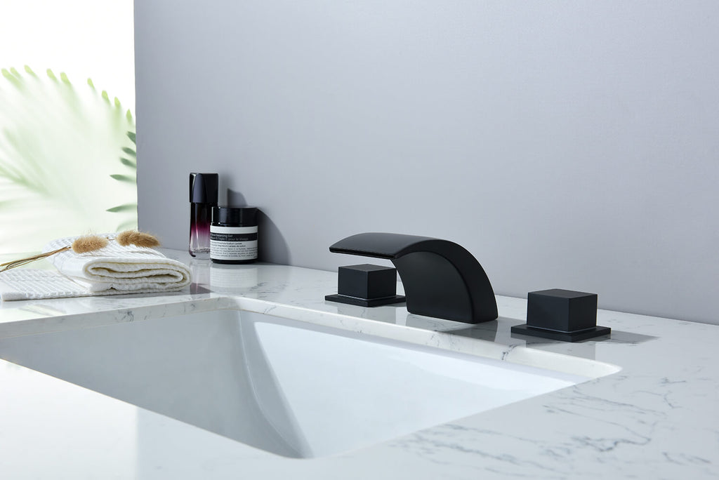 Bathroom Sink Faucet 3 Holes Matte Black