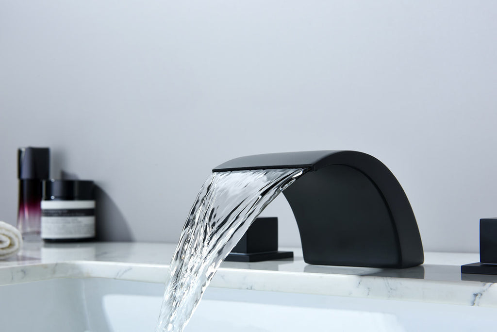 Bathroom Sink Faucet 3 Holes Matte Black