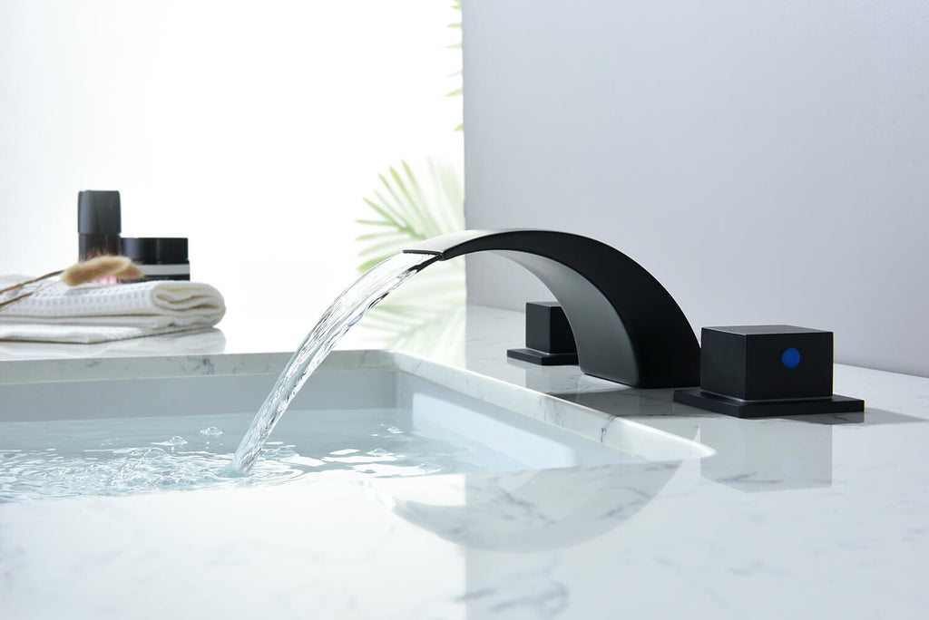 Bathroom Sink Faucet 3 Holes Matte Black