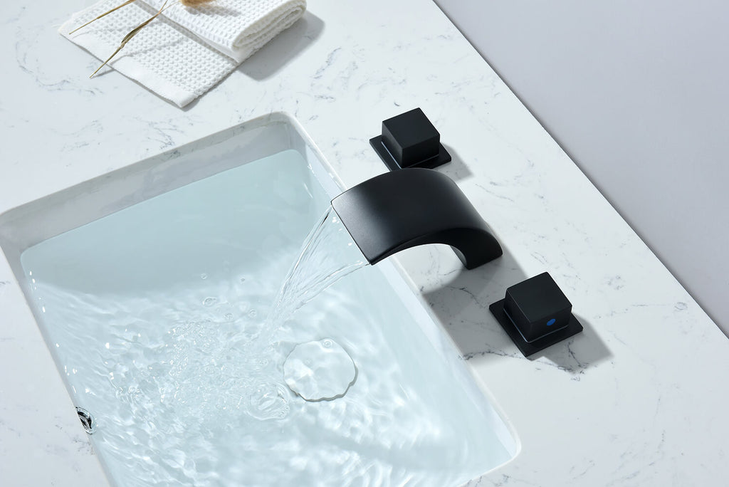 Bathroom Sink Faucet 3 Holes Matte Black