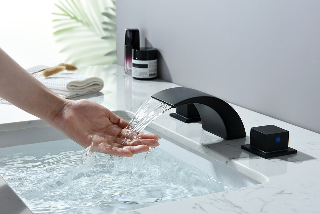 Bathroom Sink Faucet 3 Holes Matte Black