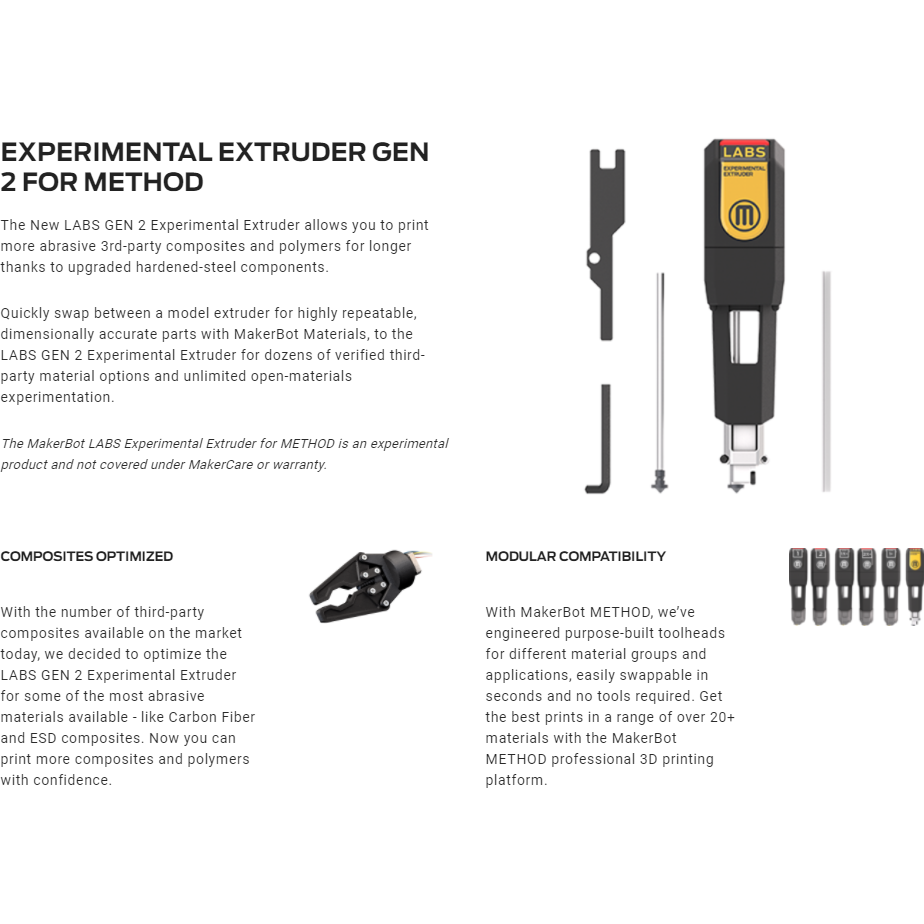 Makerbot LABS GEN 2 Experimental Extruder for METHOD