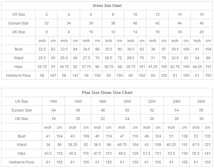 Dress Size Chart
