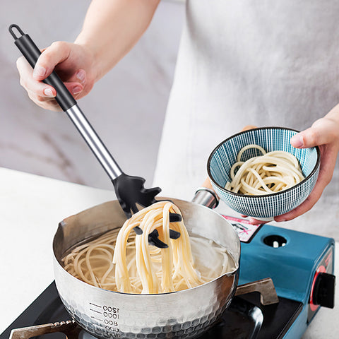 Silicone Pasta Fork The soft food-grade silicone is designed for noise-free cooking. Unique sawtooth design, easy to pick up spaghetti.