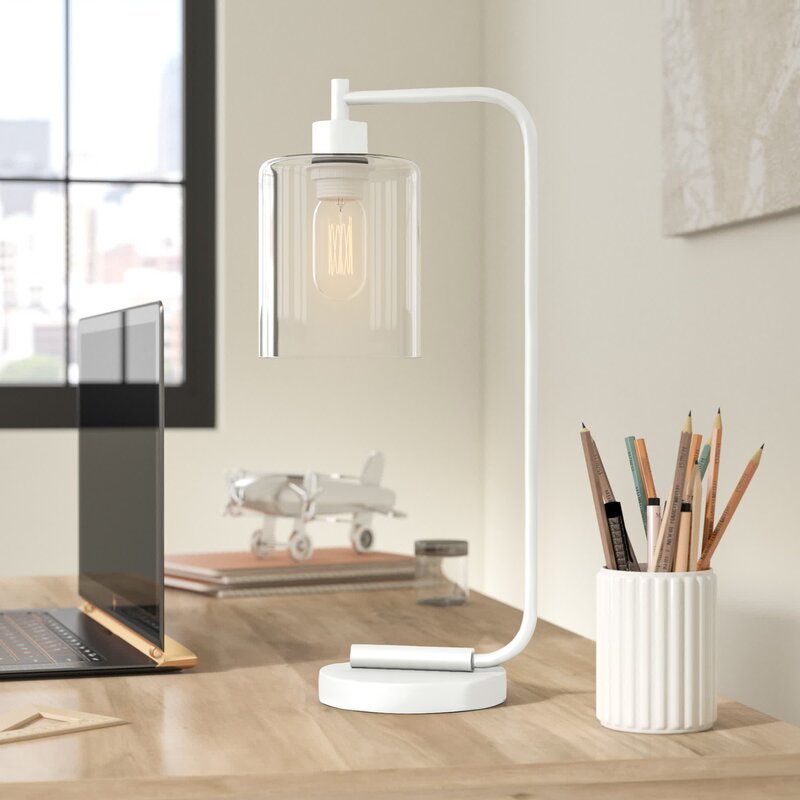 Kazuhiko Metal Desk Lamp in White-Bahtash Homes