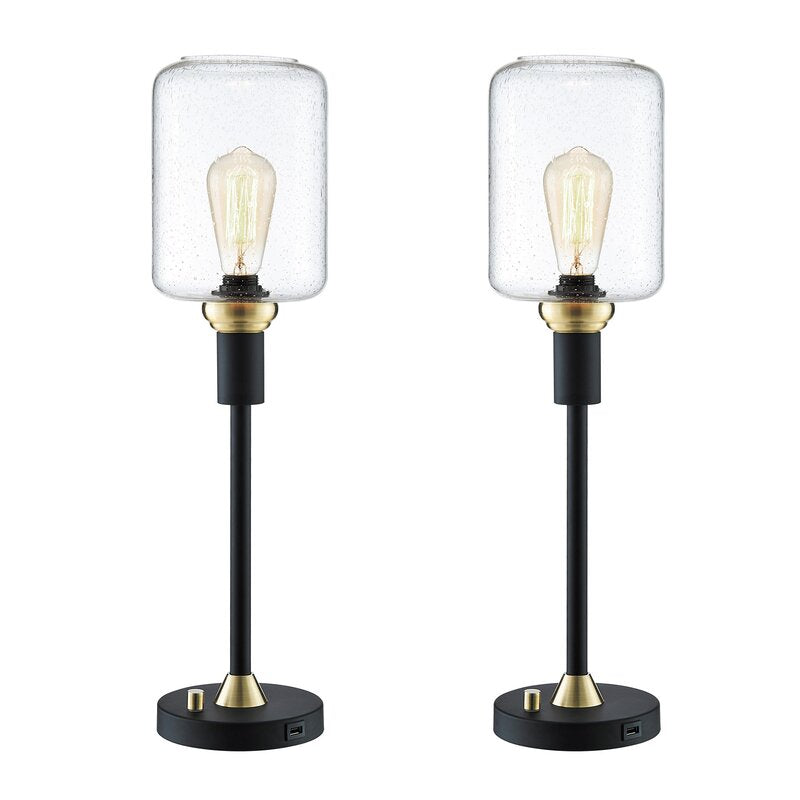 Lievin Metal USB Torchiere Lamp (Set of 2) - Bahtash homes