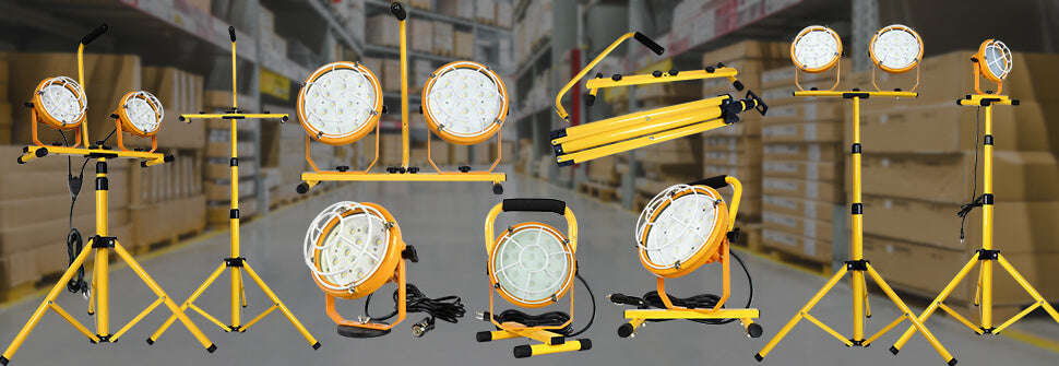 Mcwofi adjustable tripod bracket is suitable for LED floodlight and stainless steel foldable LED work light tripod bracket for family, work, garage, camping, indoor and outdoor emergencies