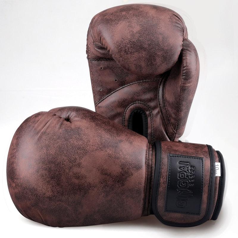 8 10 12oz Women & Men Brown Retro Style Professional Boxing Gloves